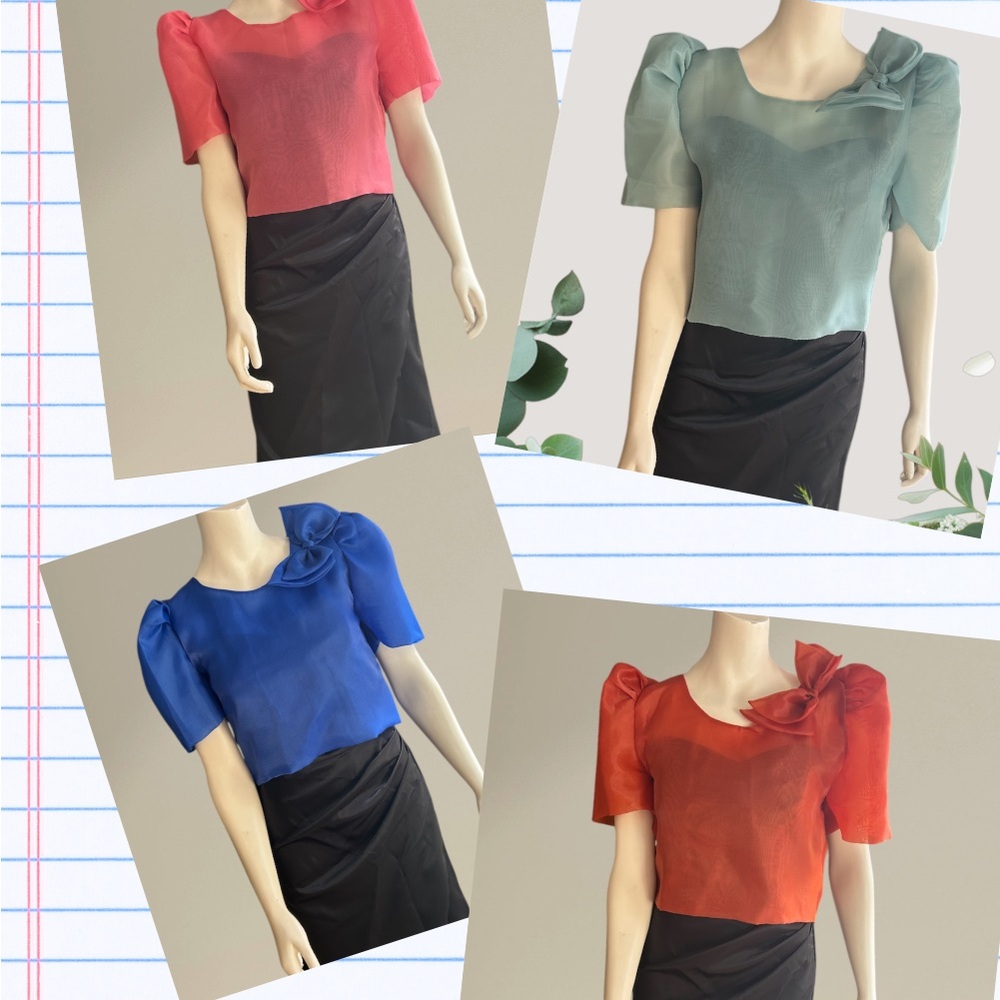 Elegant Women's Filipiniana Modern Kimona Bolero Tops/ W.melon,Blue,Green,Orange
